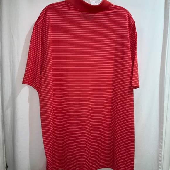 NIKE Golf Polo Sz XL Red Striped Dri-Fit Poly Lightweight Short Sleeve - Picture 5 of 7